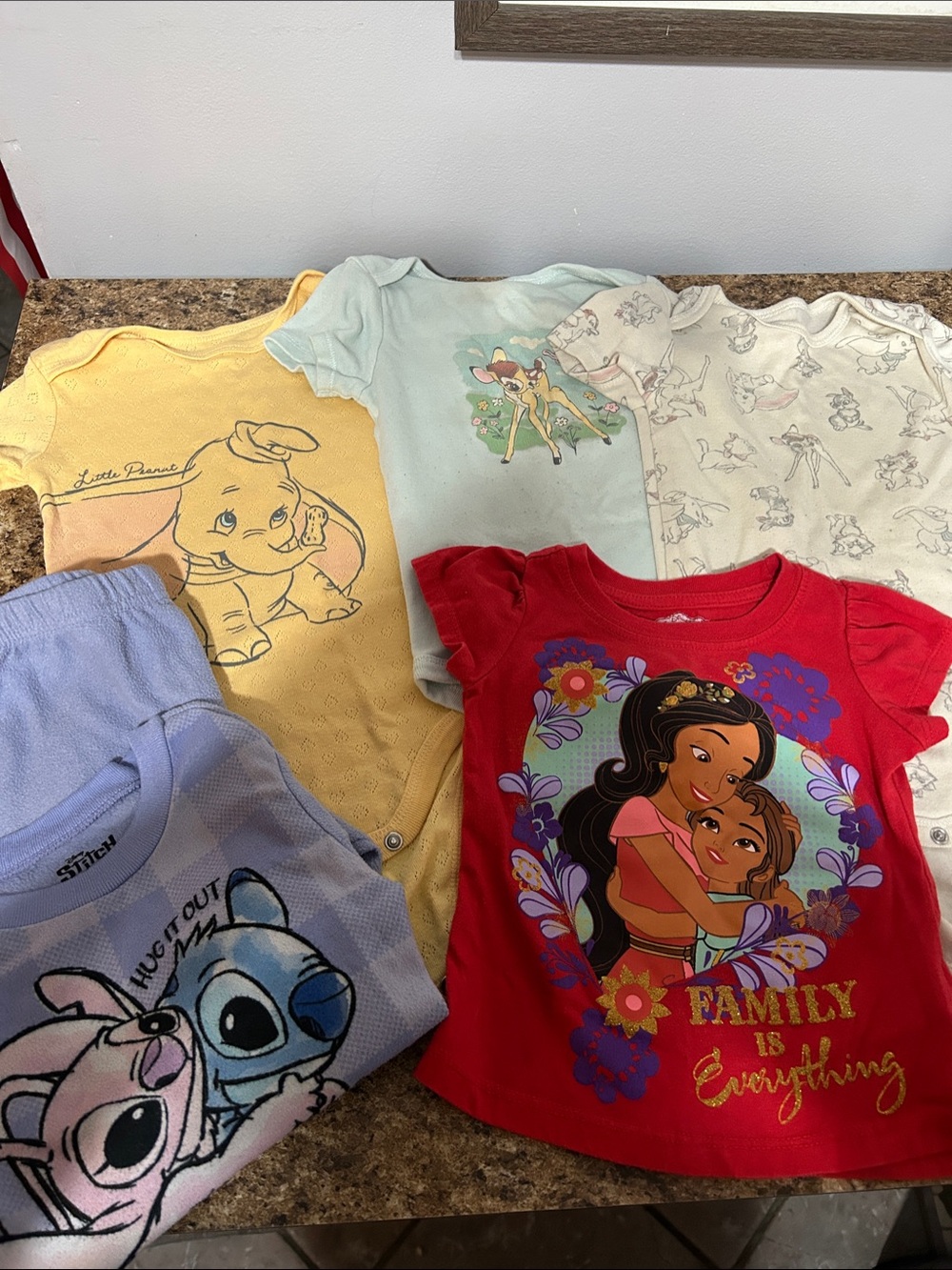 Disney Baby Girls 24M 6 Piece Clothing Lot – Dumbo Bambi Stitch Elena
